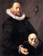 Frans Hals Portrait of a Man Holding a Skull oil
